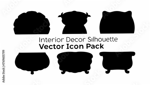 Elegant silhouette set of modern bathtubs for spa and bathroom design projects, perfect for creating a luxurious and relaxing atmosphere in interior spaces