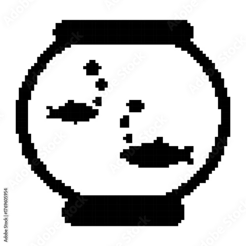 aquarium pixel icon, 8-bit. Vector illustration on a white background.