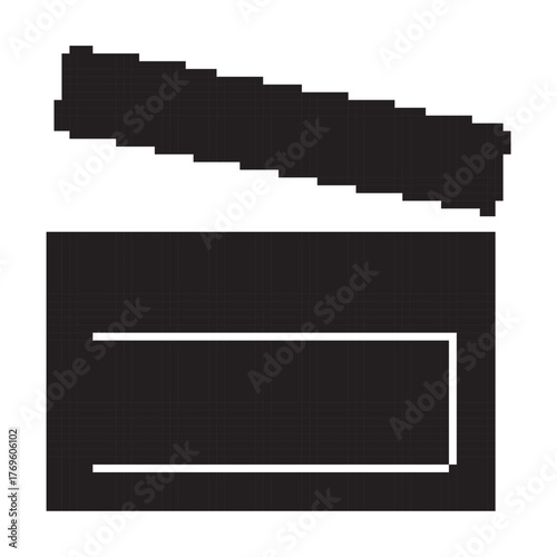 clip clapper pixel icon, 8-bit. Vector illustration on a white background.