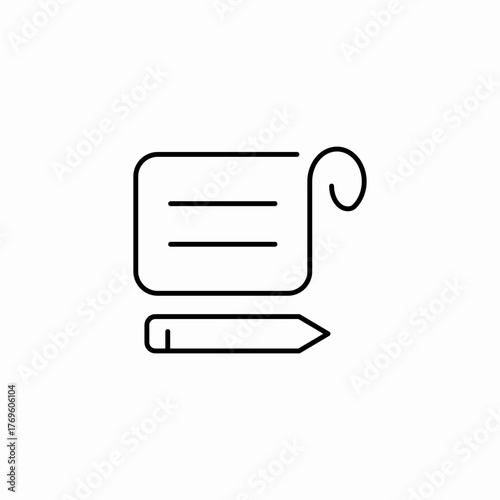 rolled document writing icon sign vector