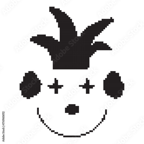 clown pixel icon, 8-bit. Vector illustration on a white background.