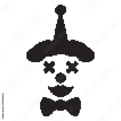 clown pixel icon, 8-bit. Vector illustration on a white background.