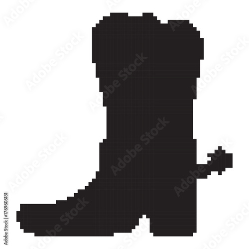 cowboy shoes pixel icon, 8-bit. Vector illustration on a white background.