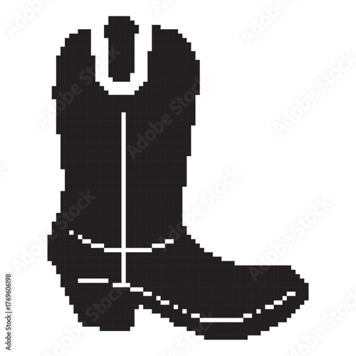 cowboy shoes pixel icon, 8-bit. Vector illustration on a white background.