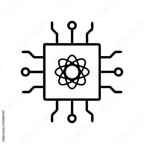 Unlock the future with this atom processor icon, a modern symbol for advanced technology and scientific innovation in digital design and branding