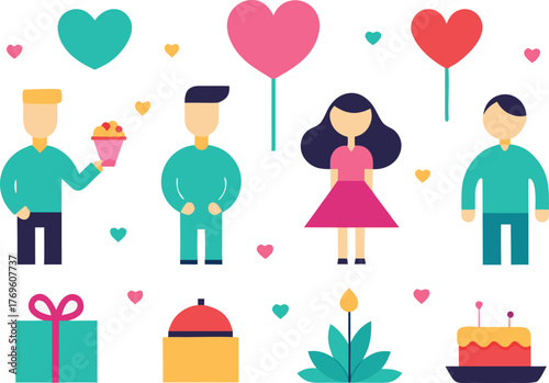 20 cute couple icons vector set for romance love and celebration graphics