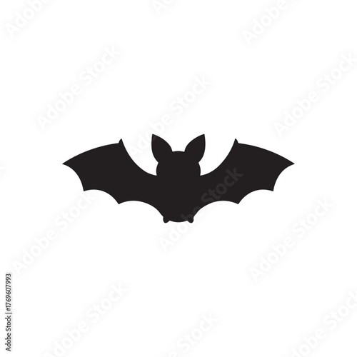 Cute bat silhouette vector flat illustration design on white background