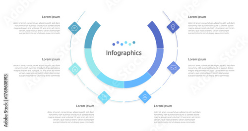 A clean, professional, and fully customizable infographic layout showcasing 6 organized sections. Ideal for displaying business analytics, workflow timelines, marketing plans, or strategic 