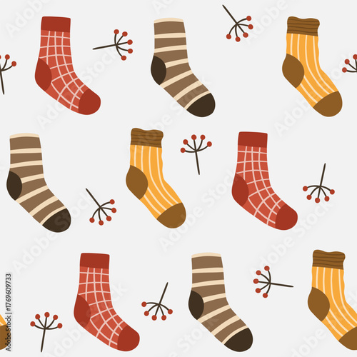Colorful socks seamless pattern in white background