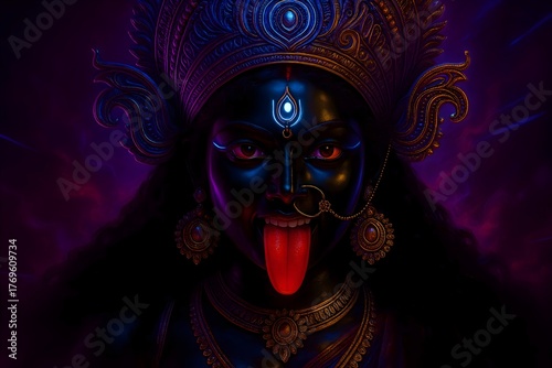 Goddess maa Kali face, Hindu festival Kali puja is a famous religious festival