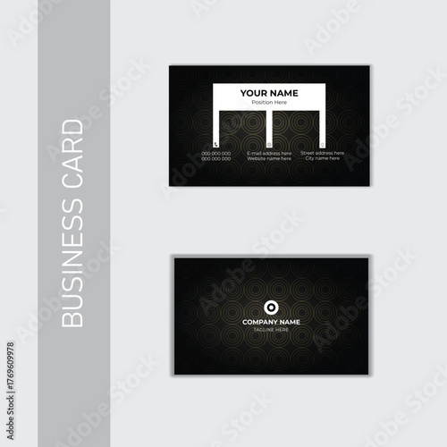 New black corporate business card design template.