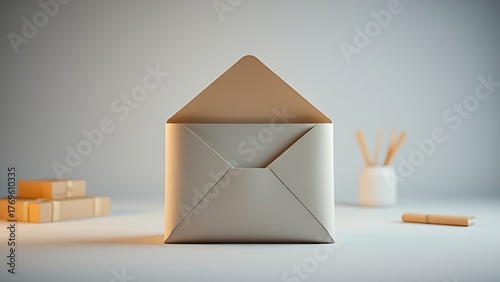 Stylized mail delivery concept featuring a single prominent envelope on clean background.