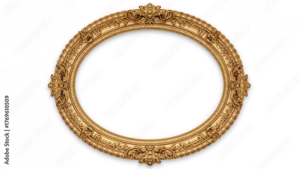 Fototapeta premium Gold vintage frame on white background, including clipping path