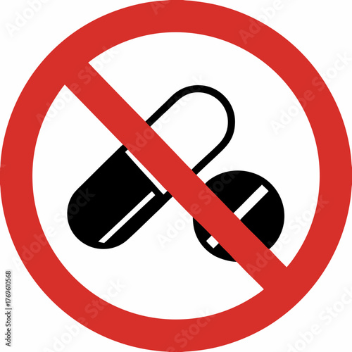 No Drugs and Pills Allowed Sign in Vector illustration 