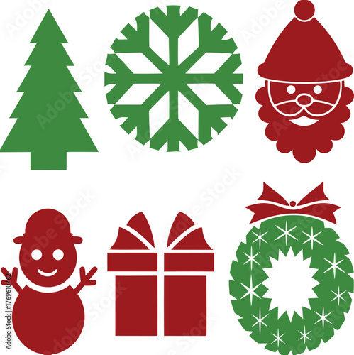 Six Christmas Celebration Icons in Modern Vector Style