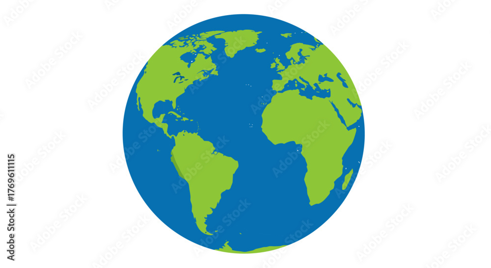 Naklejka premium Vibrant planet Earth illustration showing continents and oceans, perfect for global themes