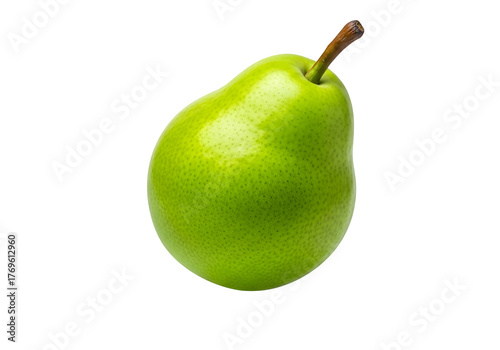 green pear with brown stem, fresh fruit rich in vitamins for healthy nutrition, isolated on white or transparent background. PNG