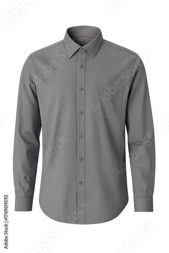 Men's Elegant Grey Long Sleeve Dress Shirt: A versatile wardrobe essential for business, formal, and smart casual. Features classic collar, button-down front, single chest pocket, premium fabric for c