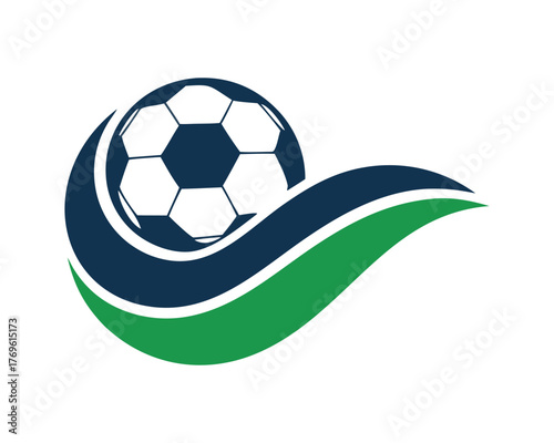Football Soccer Ball Wave Abstract Sport Logo Vector Illustration