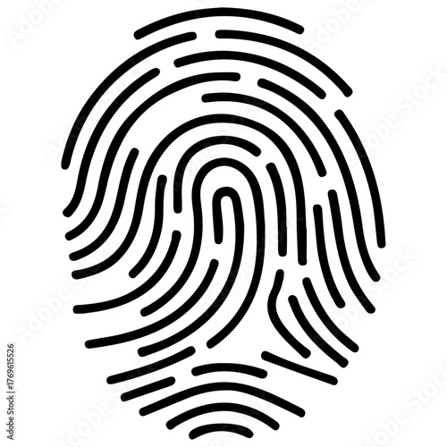 Black Fingerprint Icon – Bio-metric Security & Identity Symbol
