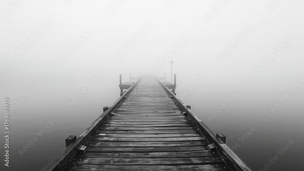 Fototapeta premium Pier go into sea, black and white