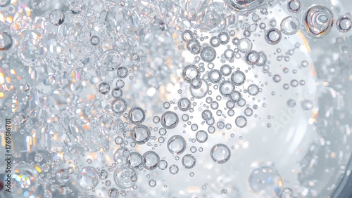 A texture of detergent bubbles in a bowl