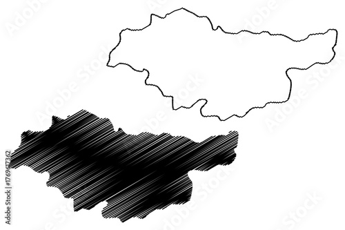 Baloda Bazar - Bhatapara district (Chhattisgarh State, Raipur division, Republic of India) map vector illustration, scribble sketch Baloda Bazar map