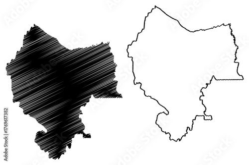 Balrampur district (Uttar Pradesh State, Republic of India) map vector illustration, scribble sketch Balrampur map