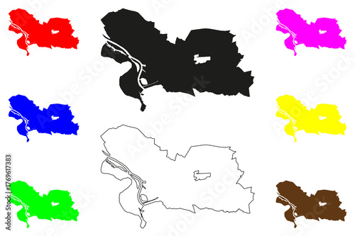 Deventer city (Netherlands, Holland, Province of Overijssel) map vector illustration, scribble sketch Daeventer map