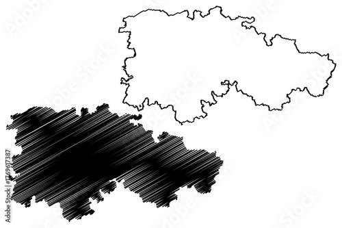 Banaskantha district (Gujarat State, Republic of India) map vector illustration, scribble sketch Banaskantha map