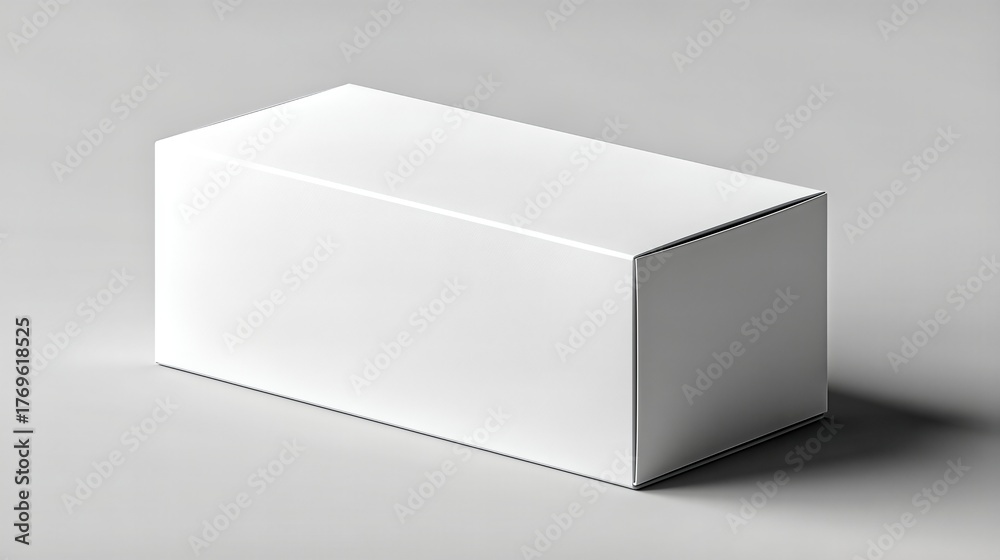 Fototapeta premium Minimalist White Packaging Box on a Light Gray Surface With Simple Design Elements