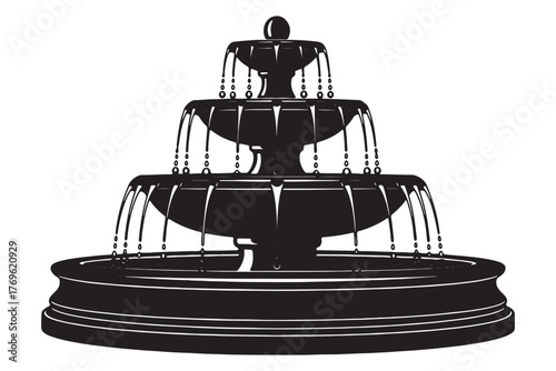 Elegant threetiered fountain isolated on white background a classic water feature with cascading streams, perfect for garden or park landscape designs vector illustration