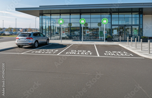 Modern Retail Store with Click and Collect Parking Spaces