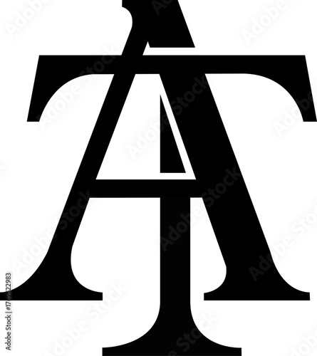 Elegante monograma con las letras A y T, en un estilo refinado y armonioso.