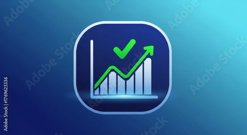 Illustration of a business graph with an upward trend and a checkmark