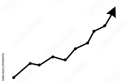 black line graph chart with arrow