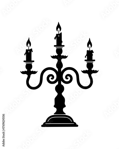 Dramatic candelabra silhouette with glowing candles, perfect for Halloween and gothic themes