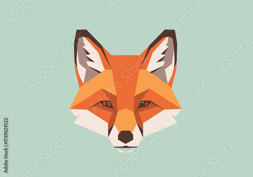 Geometric Low Poly Fox Face - Minimalist Animal Illustration Art