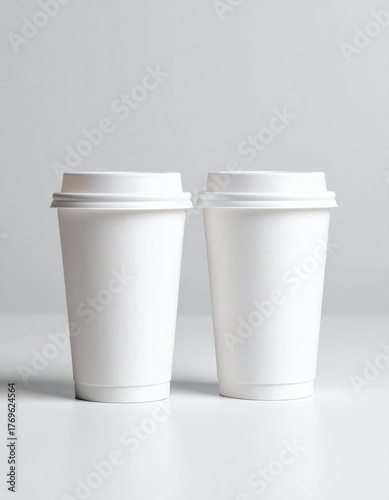 Wallpaper Mural Blank coffee cups mockup with white lids. Torontodigital.ca