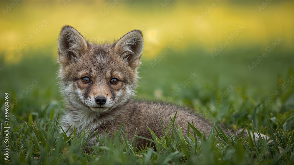 Obraz premium Gray Fox Pup 4k photo
