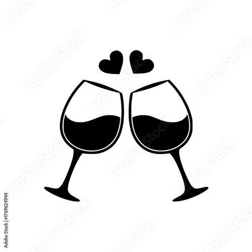 Romantic wine toast with heart accents, celebrating love and connection at special occasions