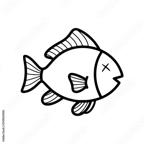 Cartoon dead fish illustration for children's book or educational material in vector format