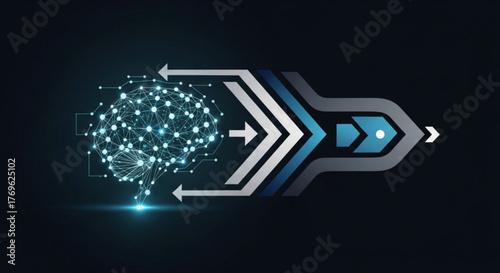 Artificial intelligence brain with data processing and machine learning concept