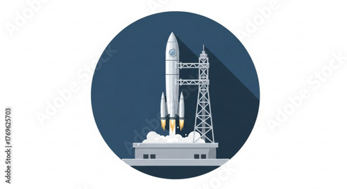 Illustration of a rocket on the launch pad