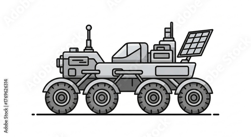 Illustration of a gray lunar rover