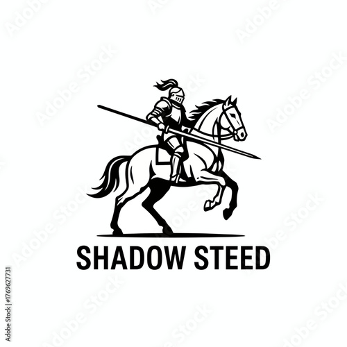 Shadow Steed Knight on Horse Mascot Logo