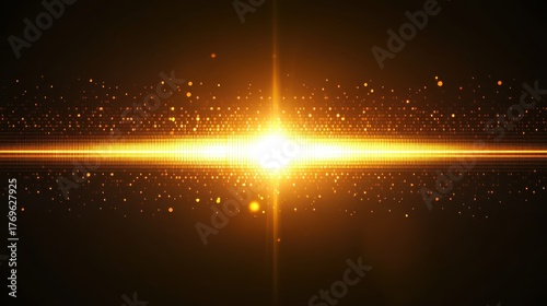 Golden Light Bursting with Energy Across a Dark Background