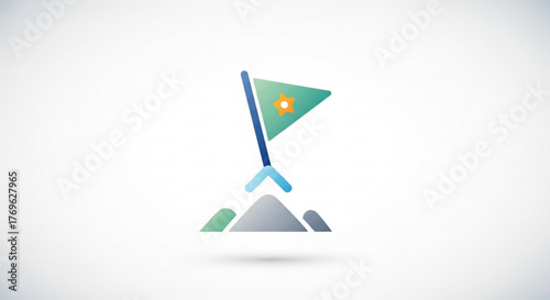 Mountain peak with flag, symbolizing achievement and aspiration