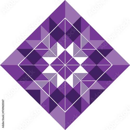 Geometric purple square abstract pattern design modern mosaic art background with triangular shapes