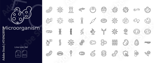Microorganism Line Editable Icons set.